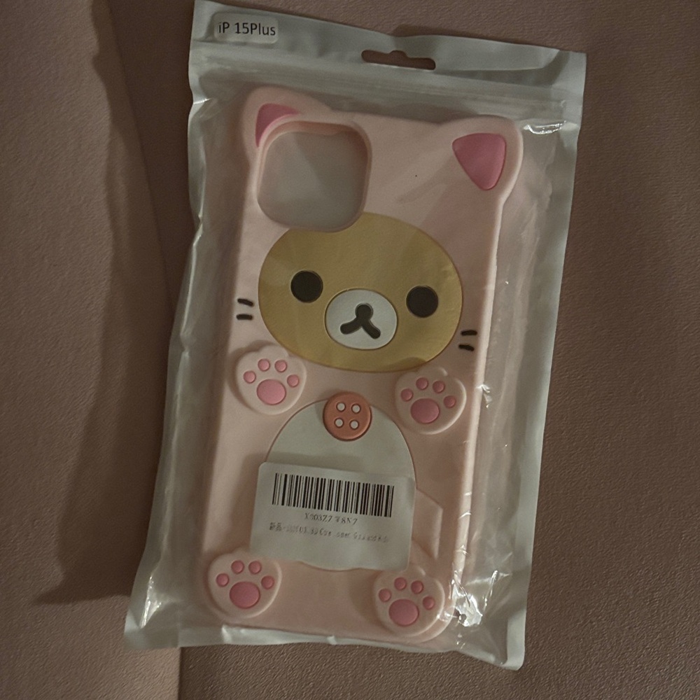 Kawaii Rilakkuma Bear Cat Costume Rubber Case for iPhone 15 Plus